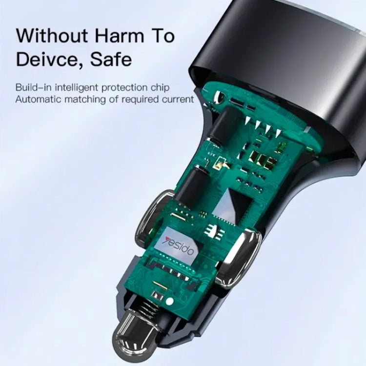 Yesido Y46 42W 3 USB Port Car Fast Charger(Black) - Car Charger by Yesido | Online Shopping UK | buy2fix