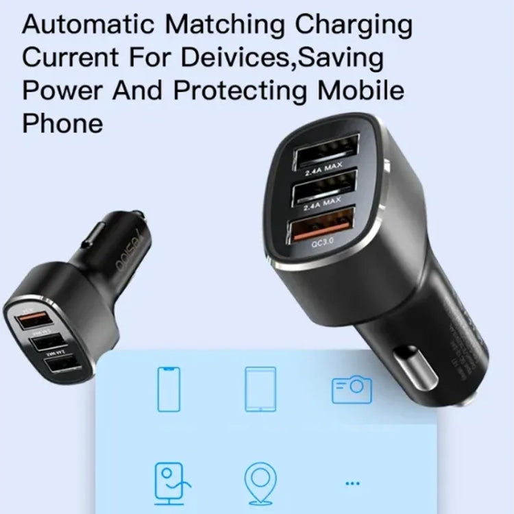 Yesido Y46 42W 3 USB Port Car Fast Charger(Black) - Car Charger by Yesido | Online Shopping UK | buy2fix