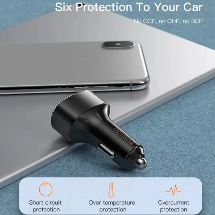 Yesido Y46 42W 3 USB Port Car Fast Charger(Black) - Car Charger by Yesido | Online Shopping UK | buy2fix