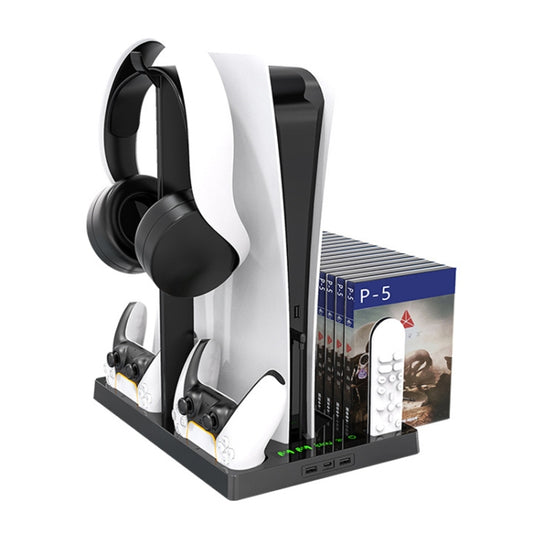iplay for PS5 Game Console Cooling Fan Base Charging Stand with Disc Holder(Black) - Holder by iplay | Online Shopping UK | buy2fix
