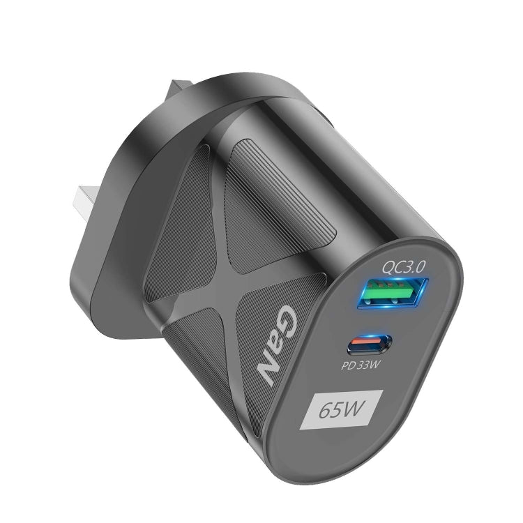 65W GAN PD + QC3.0 Fast Charger Phone Notebook Computer Universal Charging Head, Plug: UK Plug Black by buy2fix