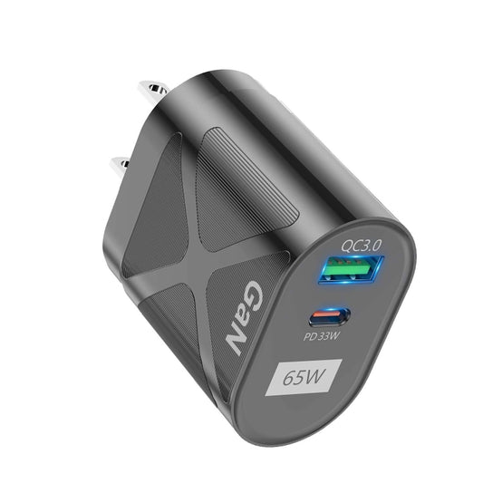 65W GAN PD + QC3.0 Fast Charger Phone Notebook Computer Universal Charging Head, Plug: US Plug Black by buy2fix