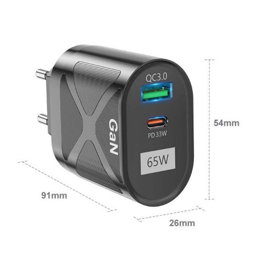 65W GAN PD + QC3.0 Fast Charger Phone Notebook Computer Universal Charging Head, Plug: EU Plug White - USB Charger by buy2fix | Online Shopping UK | buy2fix
