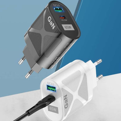 65W GAN PD + QC3.0 Fast Charger Phone Notebook Computer Universal Charging Head, Plug: UK Plug Black by buy2fix