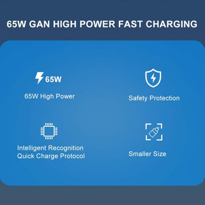 65W GAN PD + QC3.0 Fast Charger Phone Notebook Computer Universal Charging Head, Plug: AU Plug Black by buy2fix