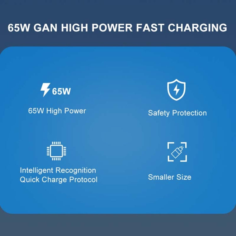 65W GAN PD + QC3.0 Fast Charger Phone Notebook Computer Universal Charging Head, Plug: UK Plug Black by buy2fix
