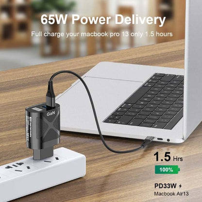 65W GAN PD + QC3.0 Fast Charger Phone Notebook Computer Universal Charging Head, Plug: AU Plug White by buy2fix