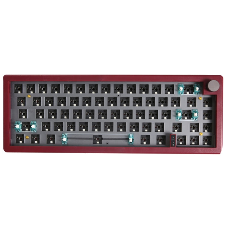 67 Keys Three-mode Customized DIY With Knob Mechanical Keyboard Kit Supports Hot Plug RGB Backlight, Color: Claret by buy2fix