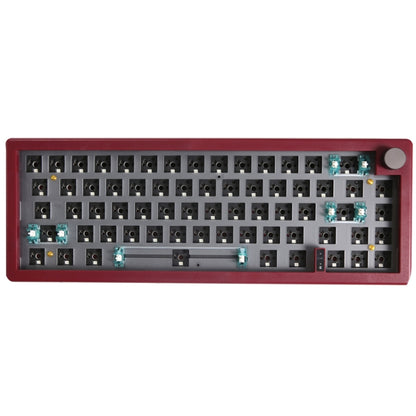67 Keys Three-mode Customized DIY With Knob Mechanical Keyboard Kit Supports Hot Plug RGB Backlight, Color: Claret by buy2fix