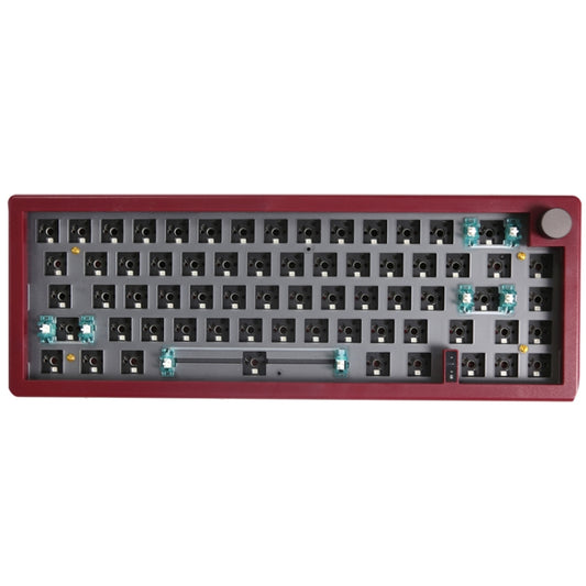 67 Keys Three-mode Customized DIY With Knob Mechanical Keyboard Kit Supports Hot Plug RGB Backlight, Color: Claret by buy2fix