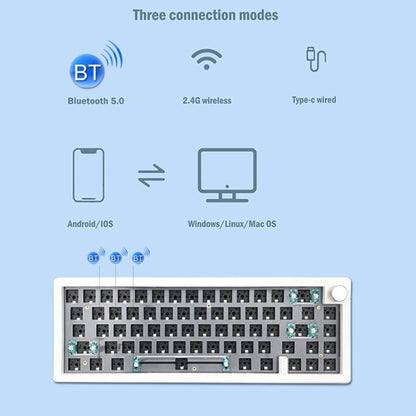 67 Keys Three-mode Customized DIY With Knob Mechanical Keyboard Kit Supports Hot Plug RGB Backlight, Color: Green by buy2fix