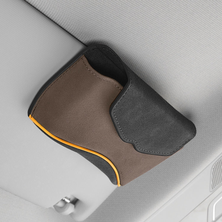 Car Sun Visor Multifunctional Glasses Case Card Storage Bracket(Mocha Brown) by buy2fix
