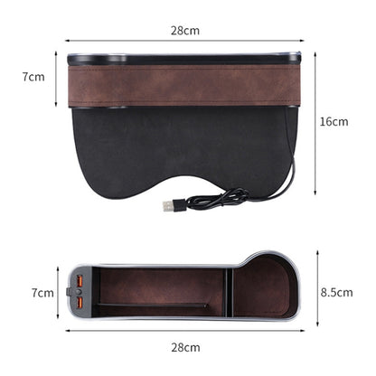 Car Central Control Seat Gap Storage Box with Dual USB Ambient Lights, Color: Suede Khaki Co-pilot by buy2fix