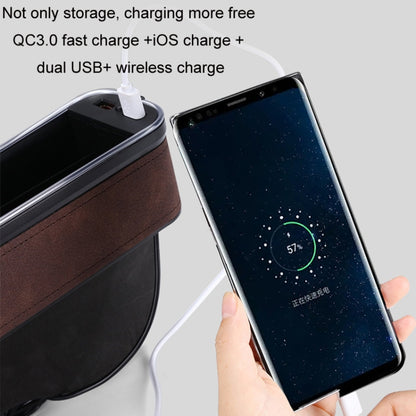 Car Central Control Seat Gap Storage Box with Dual USB Ambient Lights, Color: Suede Khaki Co-pilot by buy2fix