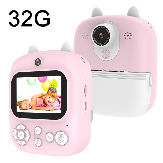 1200W Pixel  2.4 Inch Display Children Print Instant Camera 32G+Card Reader  Pink - Children Cameras by buy2fix | Online Shopping UK | buy2fix