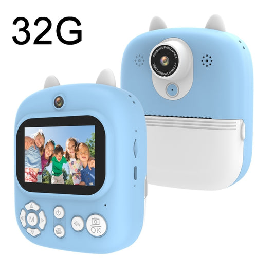 1200W Pixel  2.4 Inch Display Children Print Instant Camera 32G+Card Reader Blue - Children Cameras by buy2fix | Online Shopping UK | buy2fix
