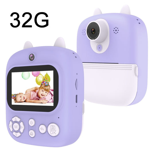 1200W Pixel  2.4 Inch Display Children Print Instant Camera 32G+Card Reader Purple - Children Cameras by buy2fix | Online Shopping UK | buy2fix