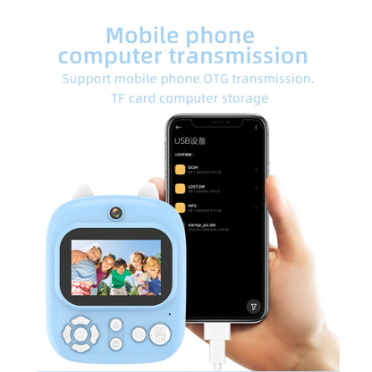 1200W Pixel  2.4 Inch Display Children Print Instant Camera 32G+Card Reader Blue - Children Cameras by buy2fix | Online Shopping UK | buy2fix
