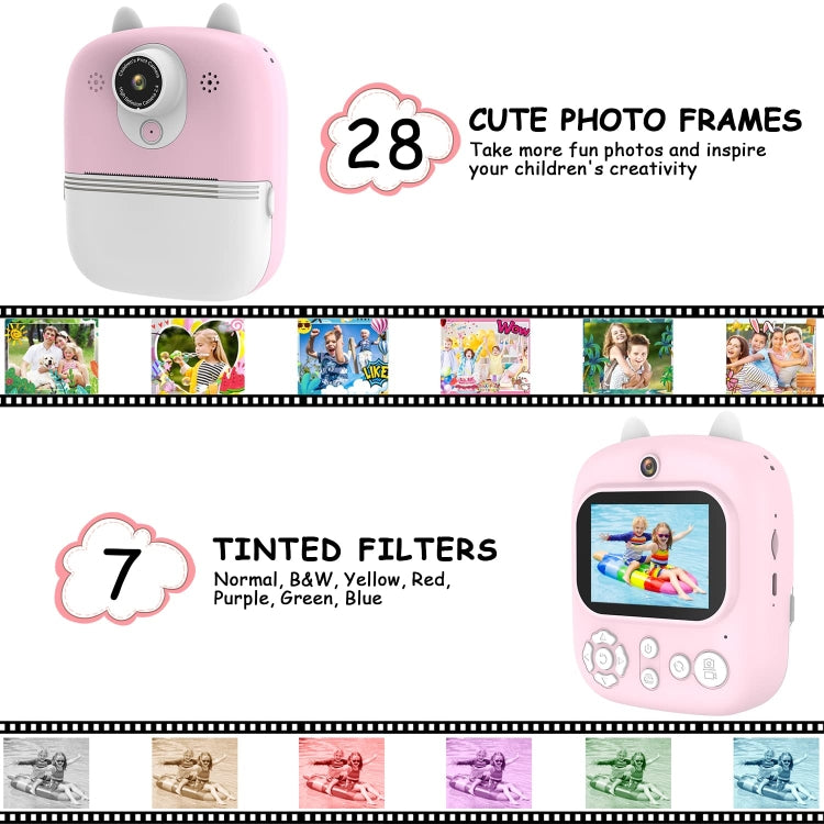 1200W Pixel  2.4 Inch Display Children Print Instant Camera Standard Pink - Children Cameras by buy2fix | Online Shopping UK | buy2fix