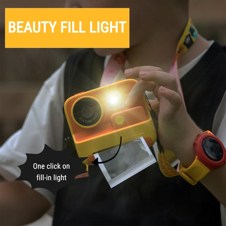 Children Instant Print Camera 4800W Pixel 2-Inch Screen Dual Lens Photography Camera(Without Memory Card Yellow) - Children Cameras by buy2fix | Online Shopping UK | buy2fix