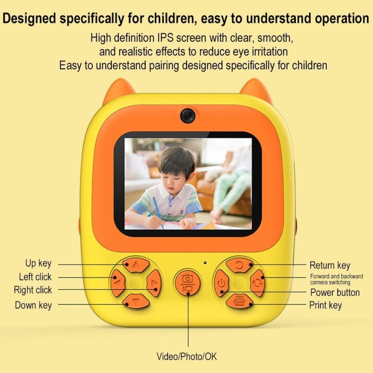 1080P Instant Print Camera 2.8-inch IPS Screen Front and Rear Dual Lens Kids Camera, Spec: Blue+32G Card - Children Cameras by buy2fix | Online Shopping UK | buy2fix