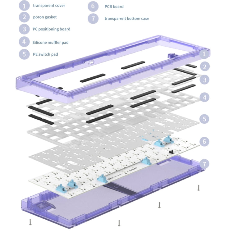 Hot Swap Shaft Wired RGB Back Light Customized Mechanical Keyboard Kit(Green Transparent) by buy2fix