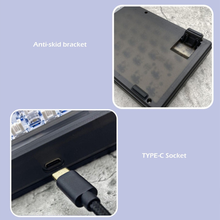 Hot Swap Shaft Wired RGB Back Light Customized Mechanical Keyboard Kit(Purple Transparent) by buy2fix