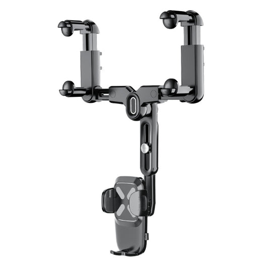 Car Rearview Mirror Navigation Retractable Multifunctional Mobile Phone Holder(Black) by buy2fix