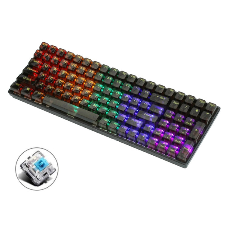 100 Keys Customized Gaming Wired Mechanical Keyboard Transparent Keycap Green Shaft (Black) by buy2fix