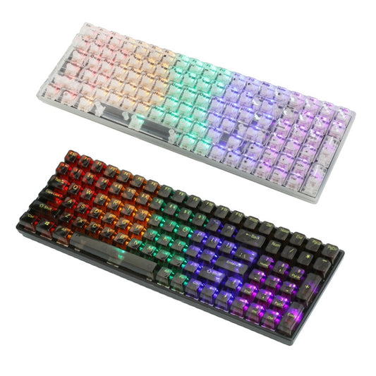 100 Keys Customized Gaming Wired Mechanical Keyboard Transparent Keycap Green Shaft (Black) by buy2fix