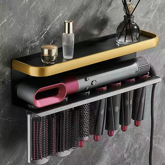 For Dyson Airwrap Wall-mounted Shelf Storage Rack, Color: A Type Black Gold - Shelves by buy2fix | Online Shopping UK | buy2fix