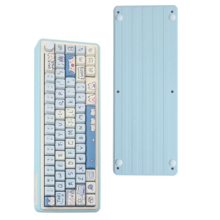 Bluetooth Wireless 3-mode RGB Backlit Gaming Mechanical Keyboard Aluminum Alloy Kit + Keycap(Light Blue) by buy2fix