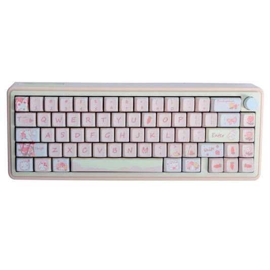Bluetooth Wireless 3-mode RGB Backlit Gaming Mechanical Keyboard Aluminum Alloy Kit + Keycap(Pink) by buy2fix