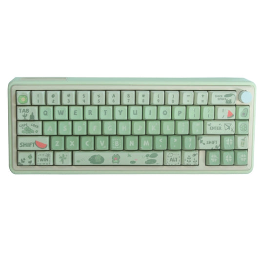 Bluetooth Wireless 3-mode RGB Backlit Gaming Mechanical Keyboard Aluminum Alloy Kit + Keycap(Light Green) by buy2fix