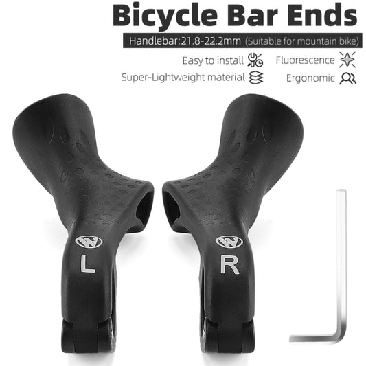 WEST BIKING Bike Cow Horns Fluorescent Deputy Handle Riding Equipment(Black) - Bicycle Grips by WEST BIKING | Online Shopping UK | buy2fix