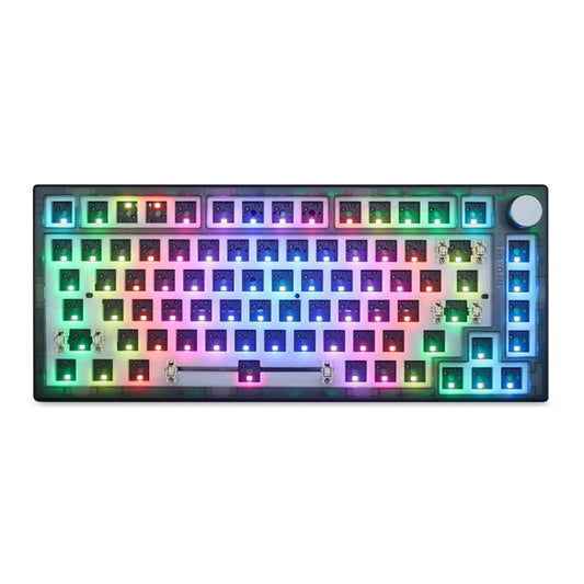 82 Keys Bluetooth Wireless 3-mode RGB Hot-plug Customized Mechanical Keyboard Kit(Black Transparent) by buy2fix