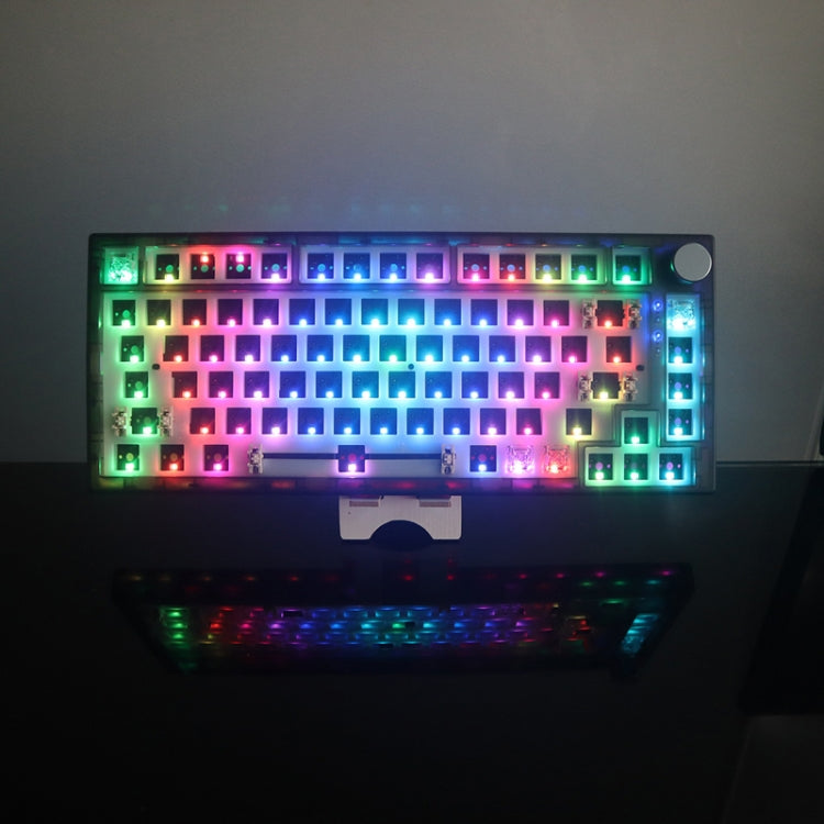 82 Keys Bluetooth Wireless 3-mode RGB Hot-plug Customized Mechanical Keyboard Kit(Black Transparent) by buy2fix