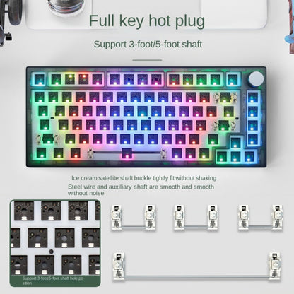 82 Keys Bluetooth Wireless 3-mode RGB Hot-plug Customized Mechanical Keyboard Kit(Black Transparent) by buy2fix