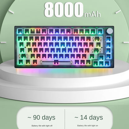 82 Keys Bluetooth Wireless 3-mode RGB Hot-plug Customized Mechanical Keyboard Kit(Black Transparent) by buy2fix