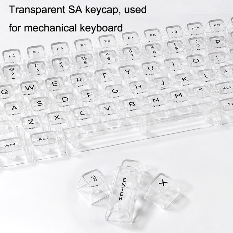 132 Keys DIY Customized Mechanical Keyboard Universal Transparent Crystal Keycap Black Transparent White Letter by buy2fix