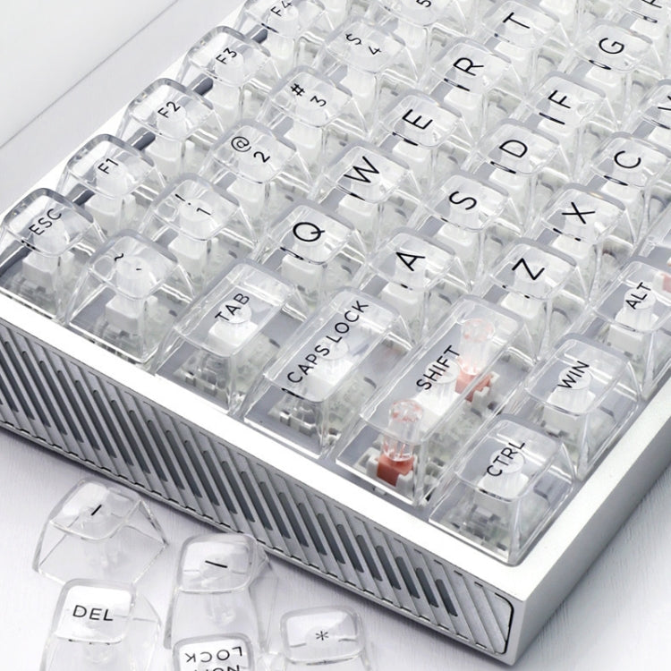 132 Keys DIY Customized Mechanical Keyboard Universal Transparent Crystal Keycap Black Transparent White Letter by buy2fix