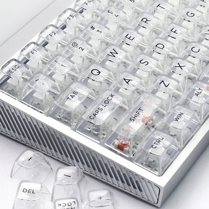 132 Keys DIY Customized Mechanical Keyboard Universal Transparent Crystal Keycap Black Transparent White Letter by buy2fix