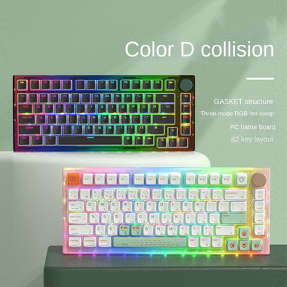 82 Keys Bluetooth Wireless 3-mode RGB Hot-plug Customized Mechanical Keyboard Kit + Keycap(White) by buy2fix