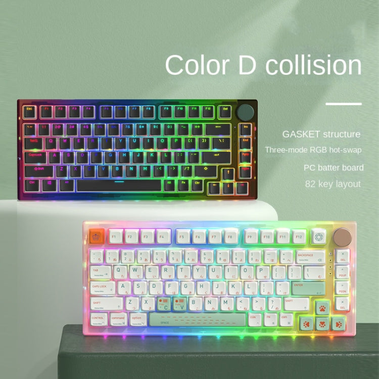 82 Keys Bluetooth Wireless 3-mode RGB Hot-plug Customized Mechanical Keyboard Kit + Keycap(Black) by buy2fix