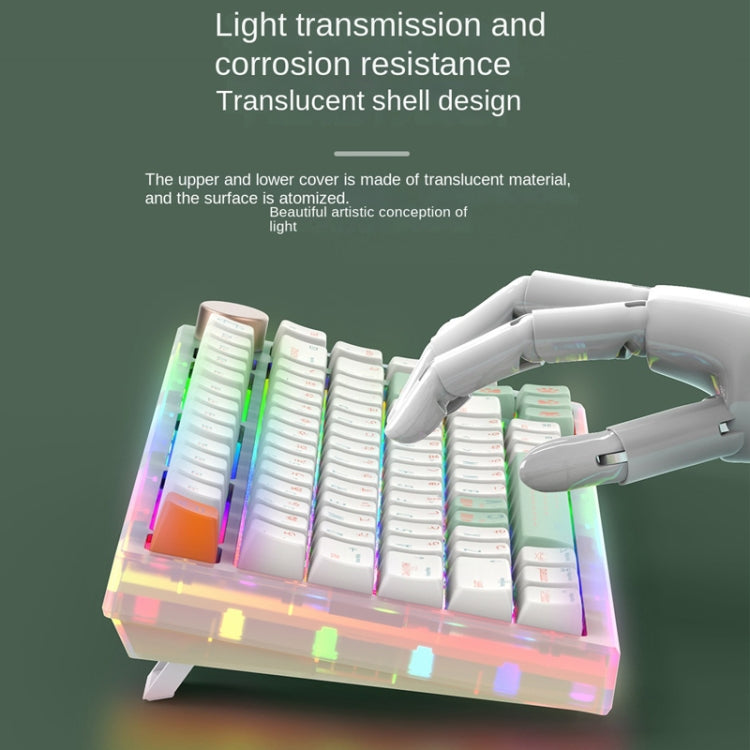 82 Keys Bluetooth Wireless 3-mode RGB Hot-plug Customized Mechanical Keyboard Kit + Keycap(White) by buy2fix