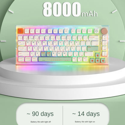 82 Keys Bluetooth Wireless 3-mode RGB Hot-plug Customized Mechanical Keyboard Kit + Keycap(White) by buy2fix