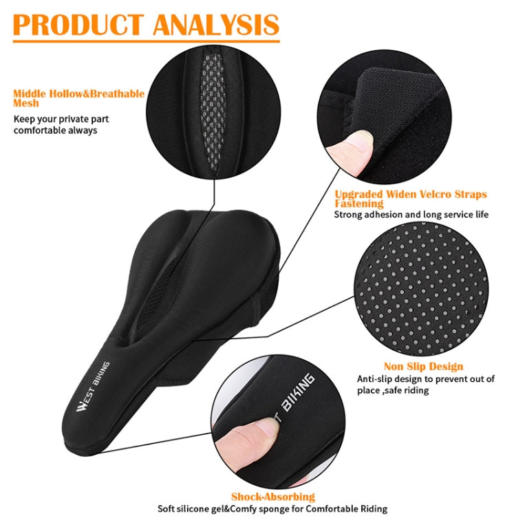 WEST BIKING Bike Cushion Cover Thick Silicone Quick Release Seat Cushion(Black) by WEST BIKING