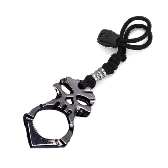Rose Thorn Single Finger Buckle Self-defense Broken Window Keychain(Black)
