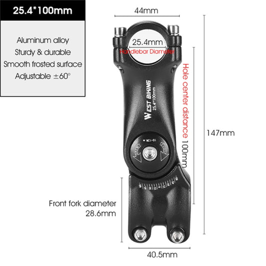 WEST BIKING Mountain Bike Adjustable Handlebar Angle Riser Handlebar Lift Accessories 25.4x100mm - Maintenance tools by WEST BIKING | Online Shopping UK | buy2fix