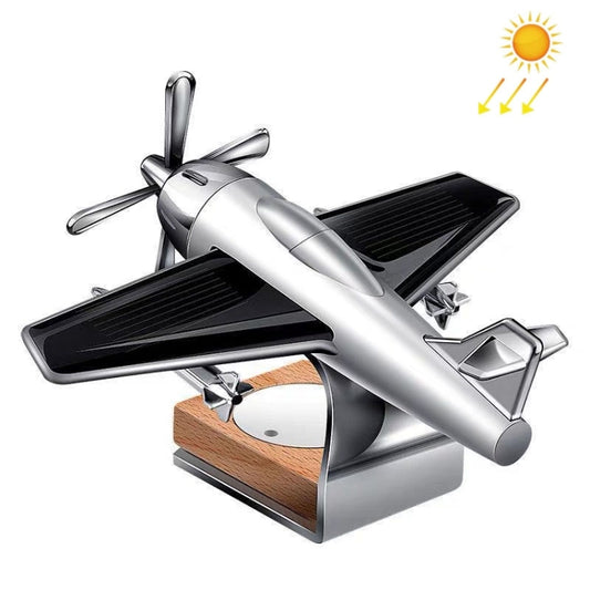 Solar Car Airplane Ornament Solid Aroma Diffuser Car Rotating Decoration Items(Silver) - Air Purifier by buy2fix | Online Shopping UK | buy2fix